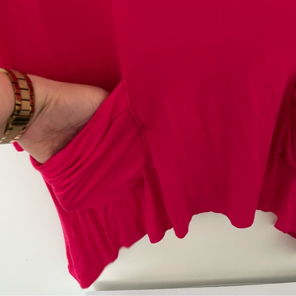 LOGO Lori Goldstein V-neck Tee 3/4 Sleeves Pockets Pink SZ Small - Picture 6 of 8